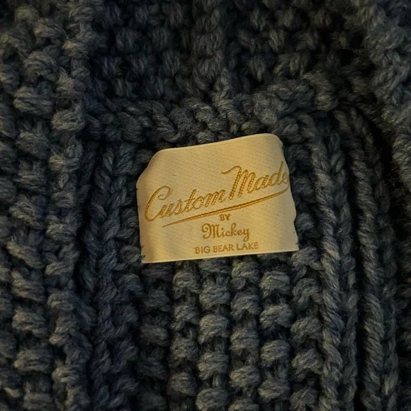 Vintage 1970s Men’s Blue Cable Wool Knit Cardigan Sweater